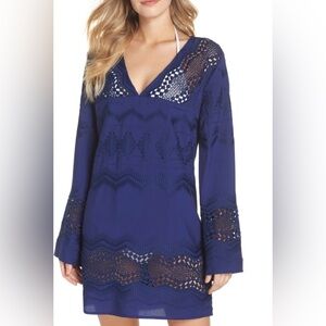 La Blanca Blue Embroidered and Lace Cut Out Resort Wear Size XS